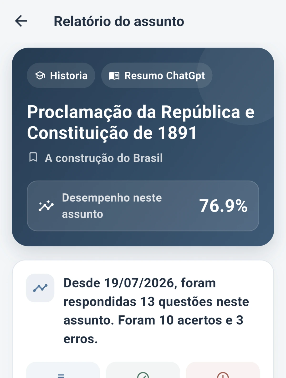 Relatório do Melhor Aluno com desempenho, acertos e pontos de atenção